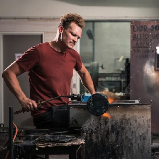 Glass artist working during Venice Glass Week